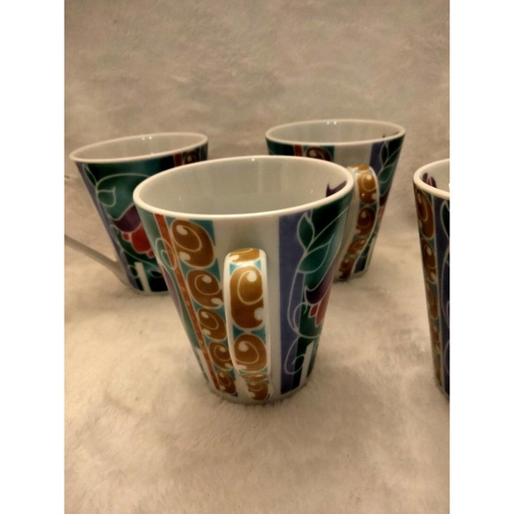 Rare Vintage Russian Art Deco Teacup Coffee Mug Set 4 Signed - Picture 6 of 9